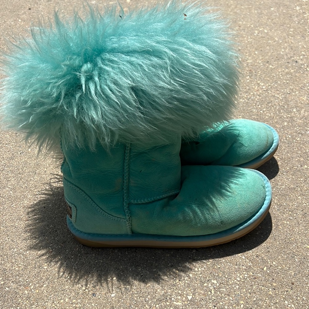 Australia Luxe Collective Turquoise Suede Foxy Shearling Ankle Boots